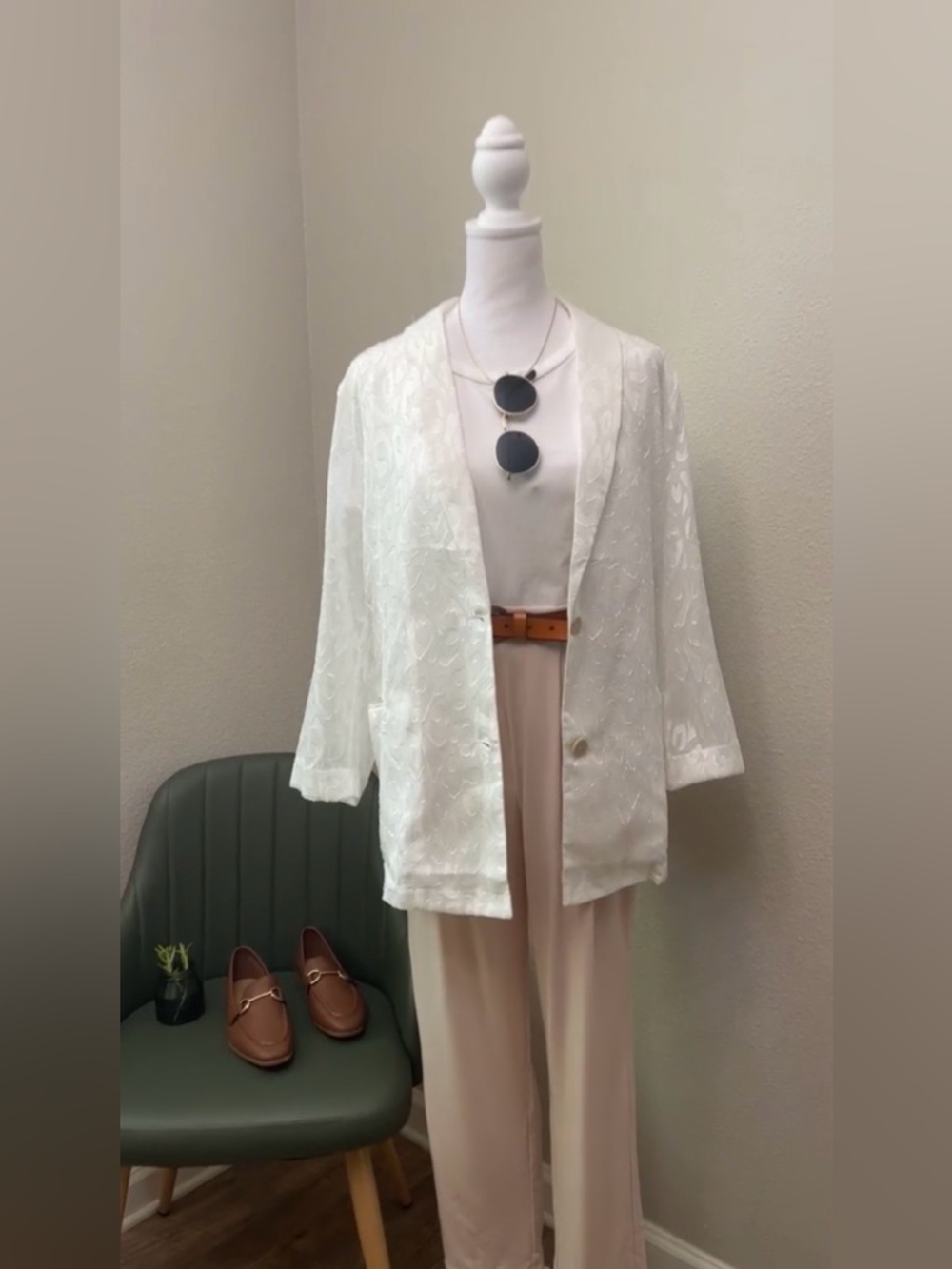 NWT Jodifl - White Textured Leopard Print Blazer Jacket